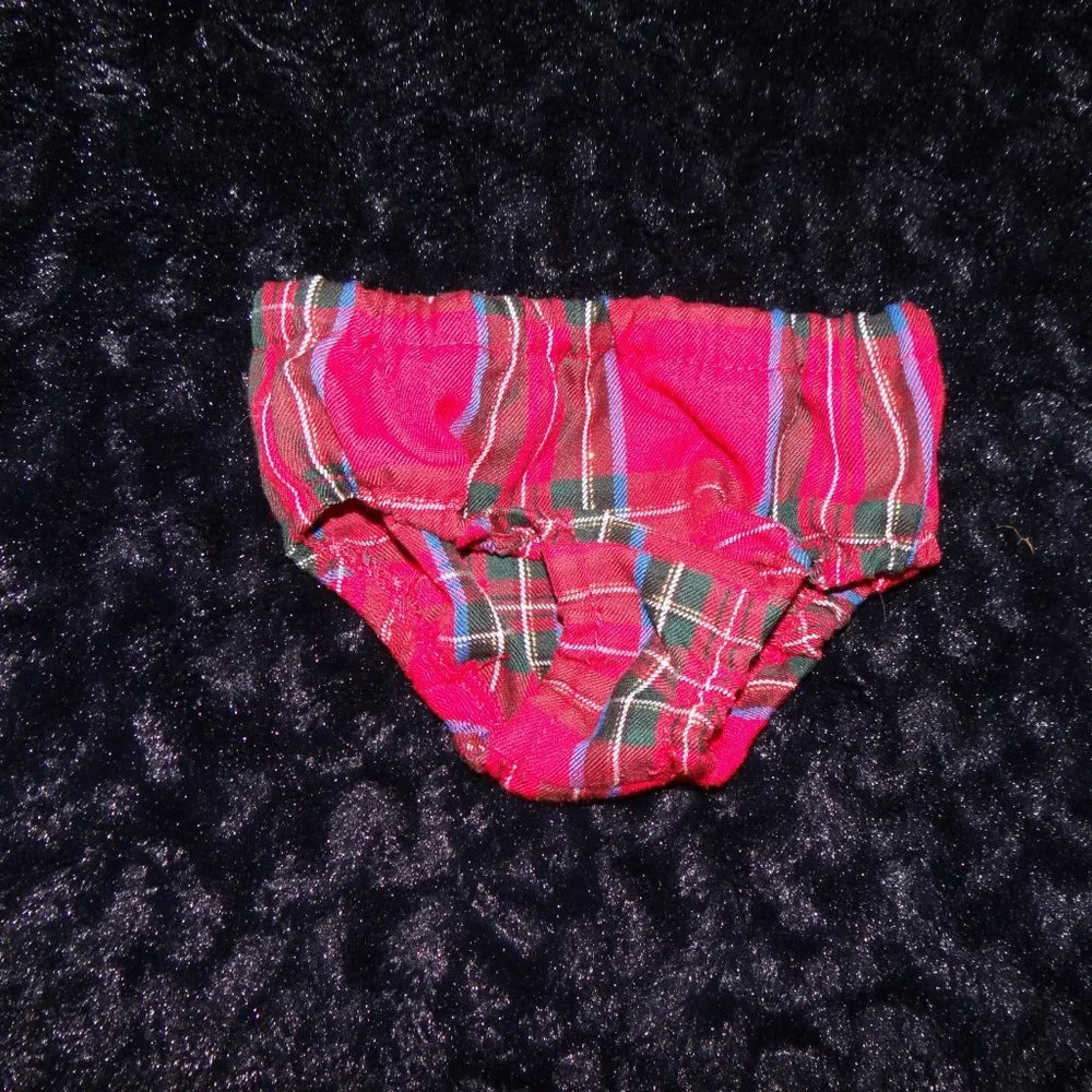 Red Plaid Holiday / Christmas Dress & Black Onesie w/ Diaper Cover Sz 12 months
